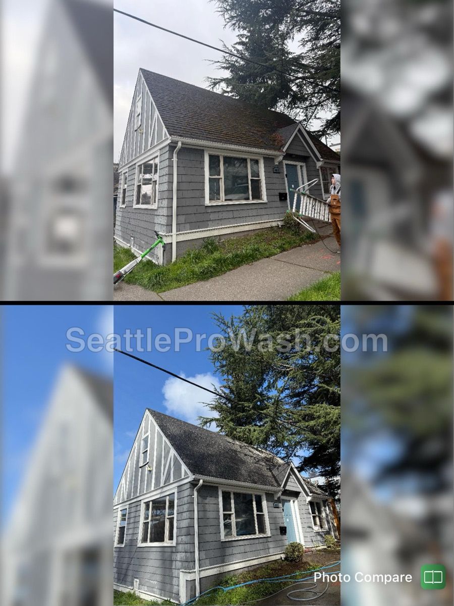 Roof cleaning and moss removal before and after in Seattle